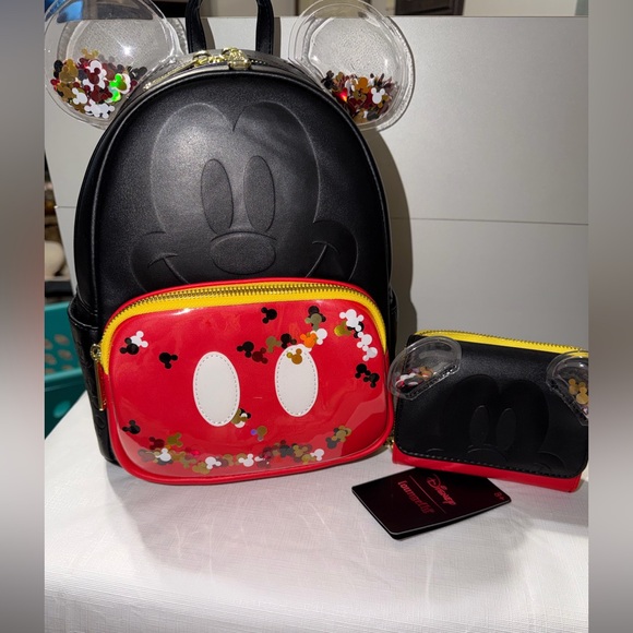 Loungefly Disney Mickey Mouse Confetti backpack and wallet set- - Picture 2 of 12